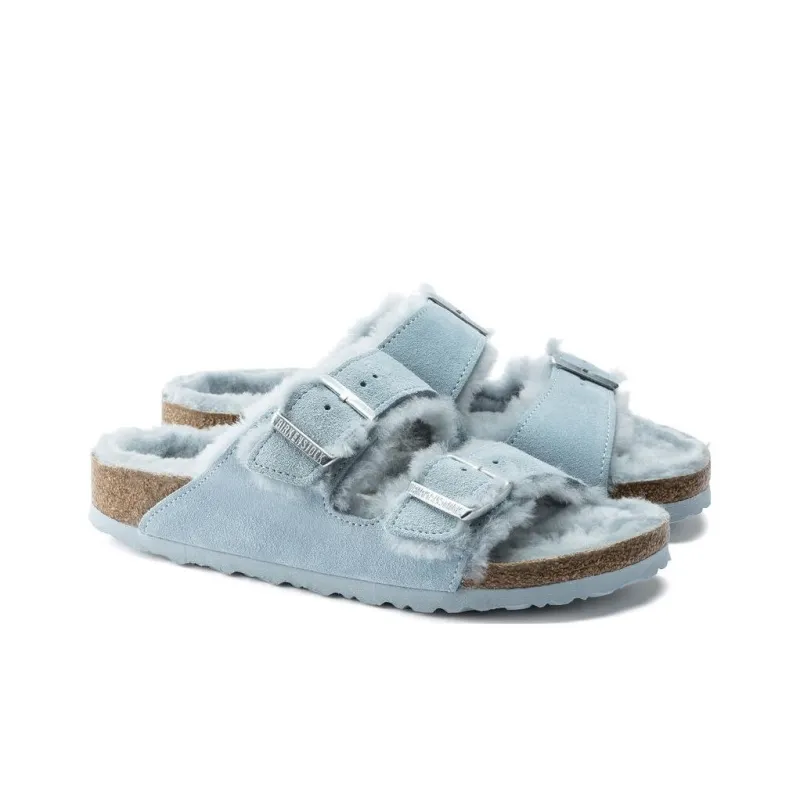 Birkenstock Fur-trim Buckle Slides-2