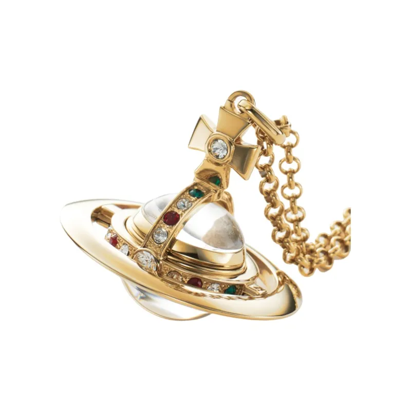 Vivienne Westwood Swarovski Crystal Necklaces Unisex Gold-3