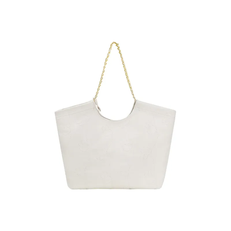 Miffy PU Panel Denim Tote Bag, Shopping Bag, Handbag, Shoulder Bag Large Size Women's Blue/Ecru-1