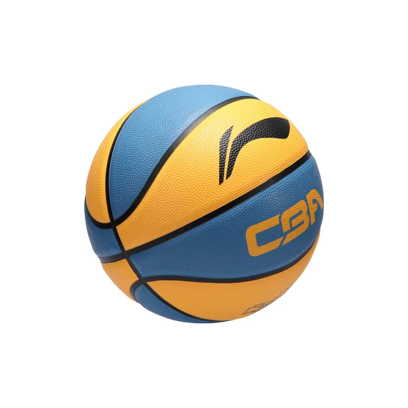LiNing CBA Collection Rubber Basketball Yellow Blue Size 7 Training-12
