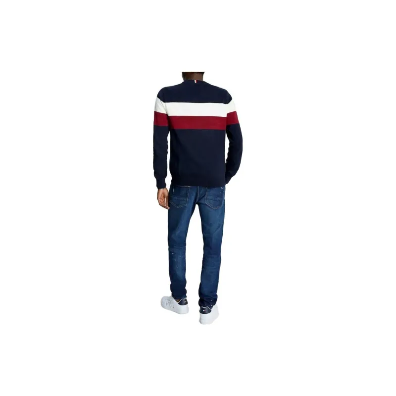 Tommy Hilfiger Stripe Crewneck Sweate Sweater Men's Navy-1