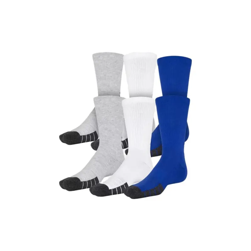 Under Armour Unisex UA Performance Tech Crew 6-Pack Socks Mid-Calf Socks Unisex 6 Pack Royal/White/Light Gray-0