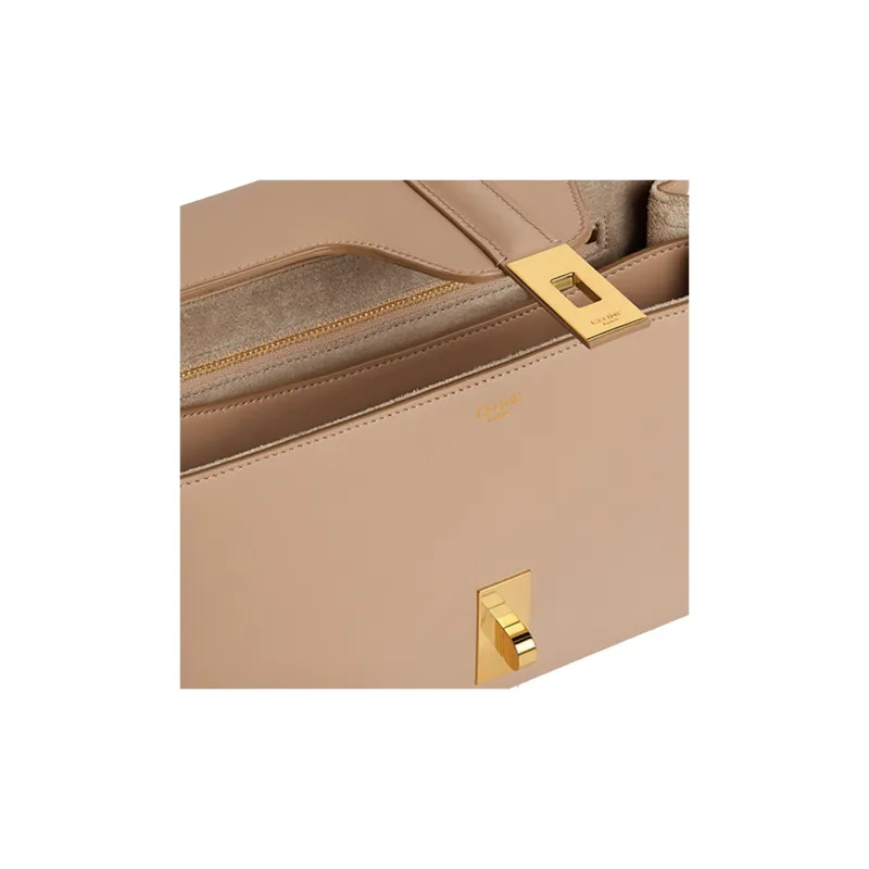 CELINE 16 Smooth Cow Leather Handbag, Shoulder Bag, Crossbody Bag Women's Beige Nude Light Khaki-4