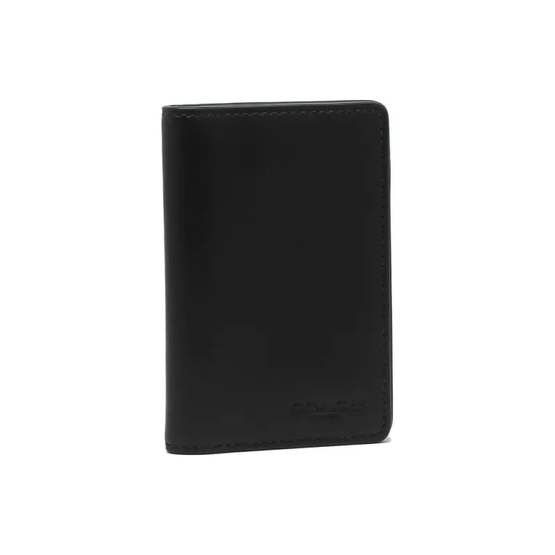 COACH Calfskin Card Holder, Wallet Unisex Black-1