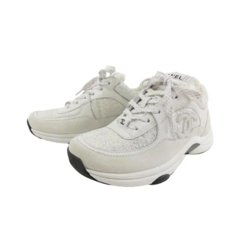 CHANEL Low Top Sports Casual Shoes Women's White-2
