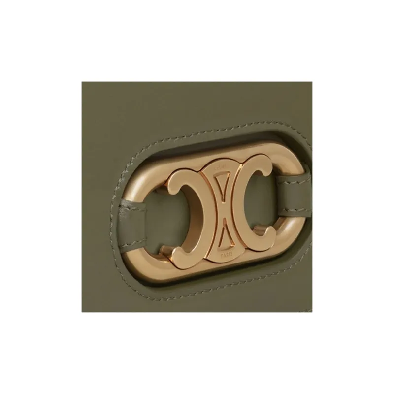 CELINE Triumph Gate Triomphe Cow Leather Handbag Shoulder Bag Crossbody Bag Medium Size Women's Candy Color/Army Green-3