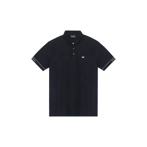 EMPORIO ARMANI Polo Shirts Men Black White Logo