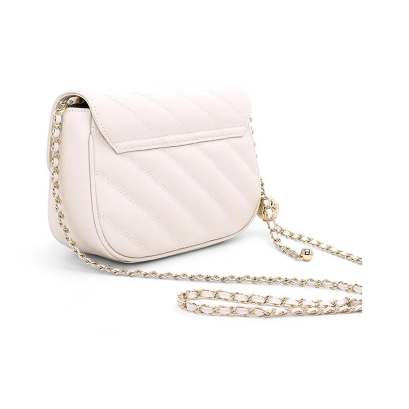 HONGU Cow Leather Shoulder Bag Chain Crossbody Bag Diamond Pattern Bag Regular Women's Ecru/Light Yellow/Pitch Black-1
