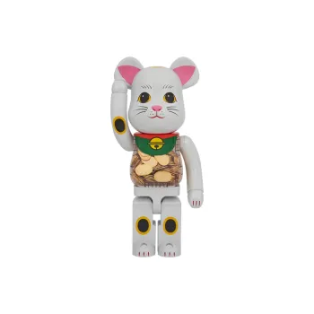 BE@RBRICK 1000% Gold Coin Lucky Cat Collection Oval White Gold Plated Trendy Figures 70cm