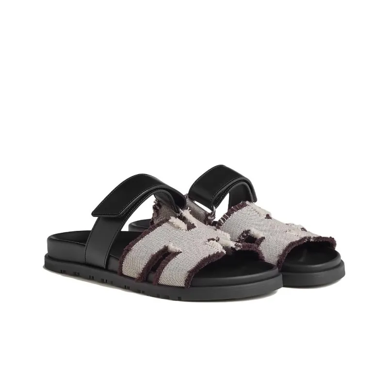 HERMES Chypre Slide Slippers Women's Black-2