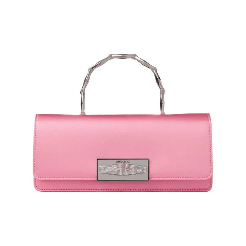 Jimmy Choo Diamond Satin With Box Calfskin Baguette Bag Handbag Women's Candy Pink-0