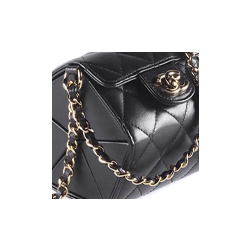 CHANEL 22A Early Autumn Sheepskin Box Crossbody Bag Women's Black-5