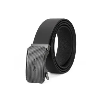 PIERRE CARDIN Men's Business, Casual, Automatic Buckle Top Grain Cow Leather Belts Men's Black Width 3.5cm