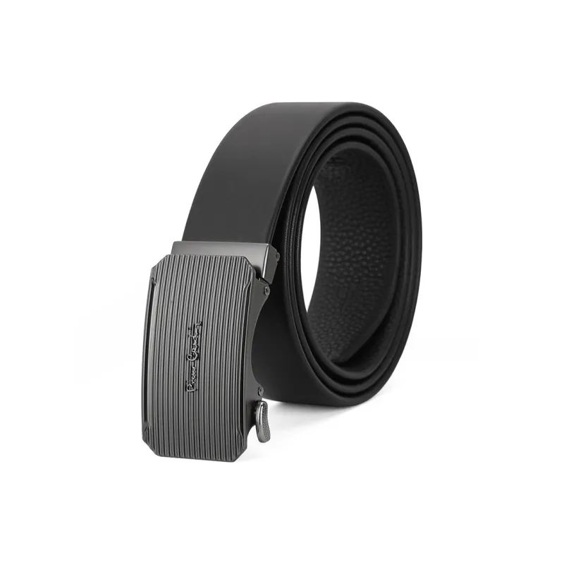 PIERRE CARDIN Men's Business, Casual, Automatic Buckle Top Grain Cow Leather Belts Men's Black Width 3.5cm-0
