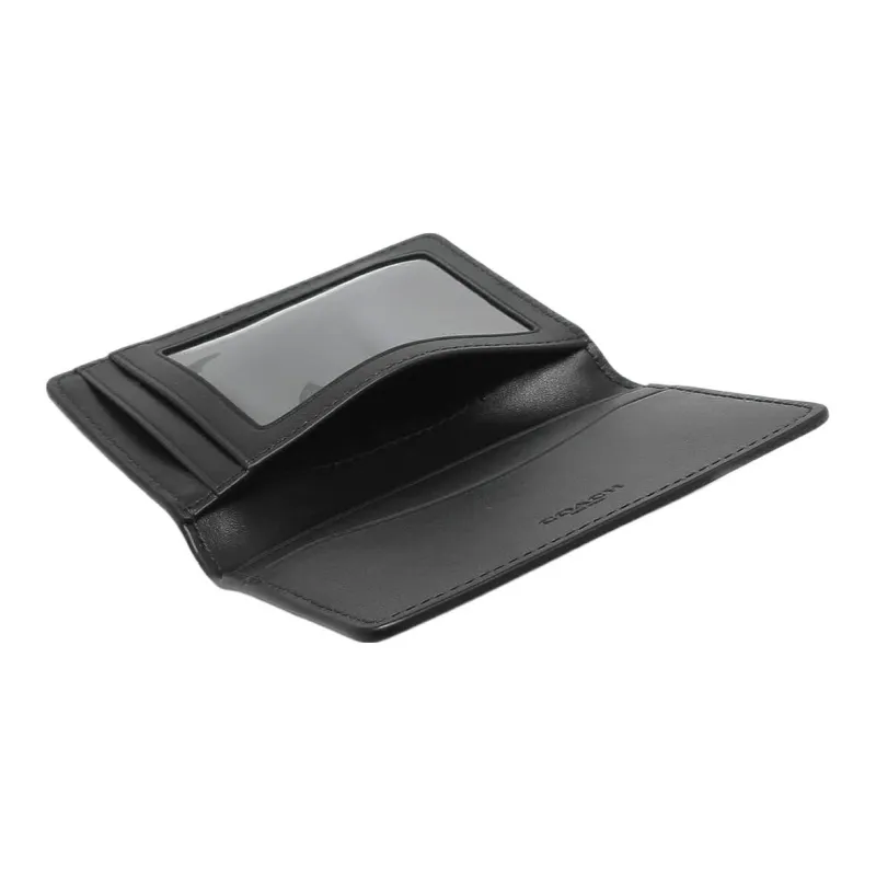 COACH Calfskin Card Holder, Wallet Unisex Black-4