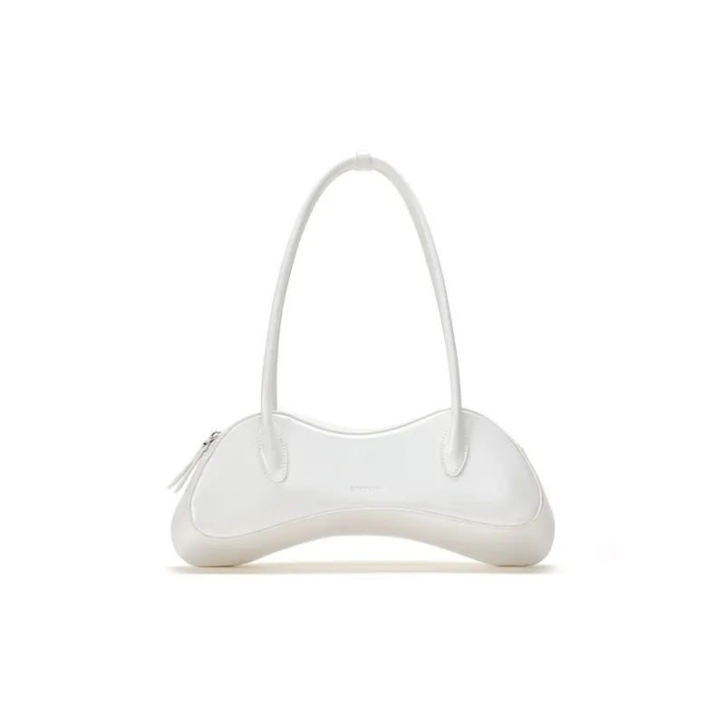 Omentar Cow Leather Controller Baguette Bag One Shoulder Handbag Medium Size Women's Zijiang Black/White-2