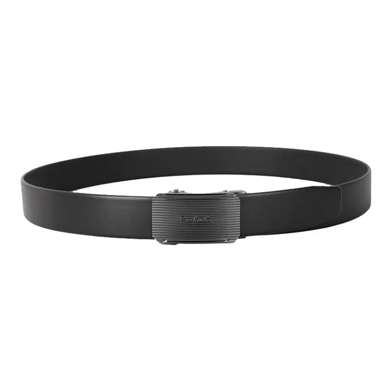 PIERRE CARDIN Men's Business, Casual, Automatic Buckle Top Grain Cow Leather Belts Men's Black Width 3.5cm-4