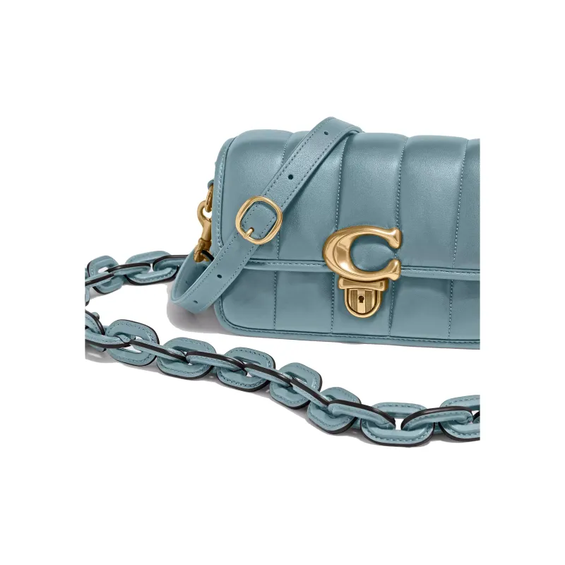 COACH Studio Sheepskin Leather Shoulder Bag Women's Sage Blue-3
