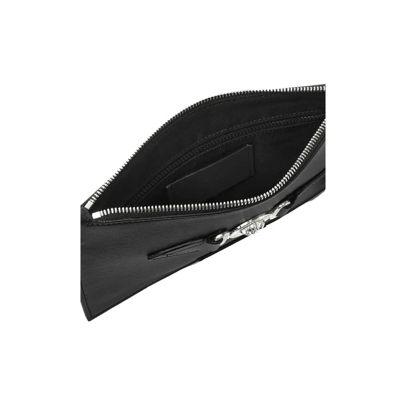 VERSACE MEDUSA BIGGIE Series Cow Leather Clutch Small Size Men's Black & Silver-3