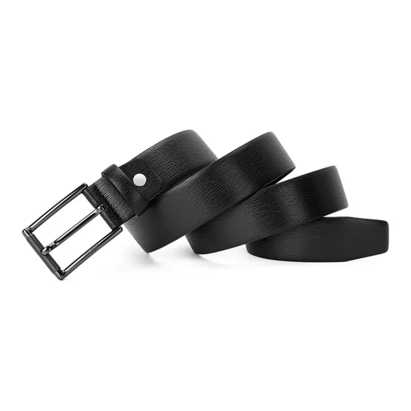 PIERRE CARDIN Fishscale Pattern, Pin Buckle Cow Leather Belts Men's Black Width 3.5cm-2