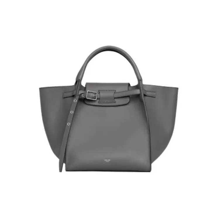 CELINE Smooth Calf Leather Tote Bag Shopping Bag Handbag Shoulder Bag Crossbody Bag Medium Size Women's Gray-3