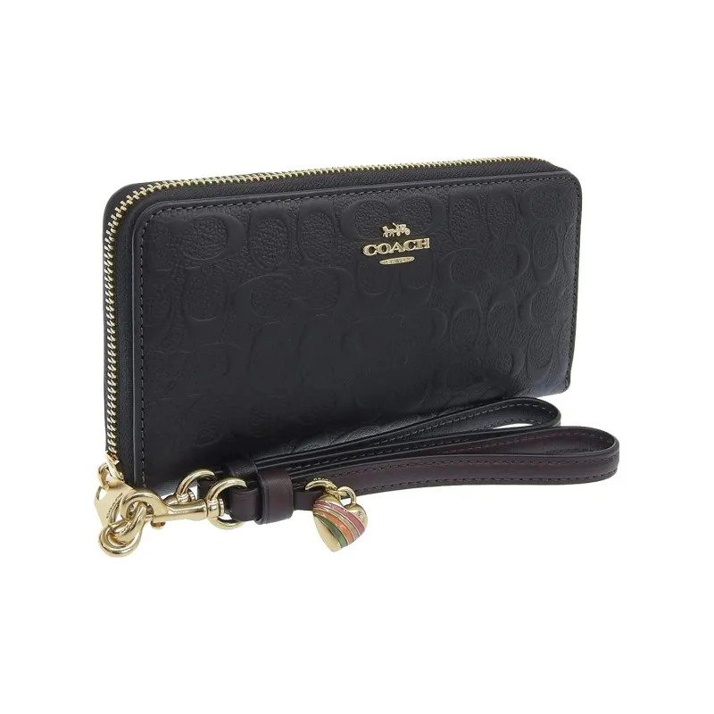 COACH Zip Around Smooth Calfskin Patchwork Leather Card Holder Wallet Women's Black-2