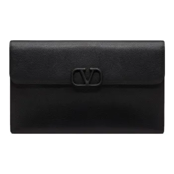 Valentino VSLING Calfskin Clutch Large Size Women's Black
