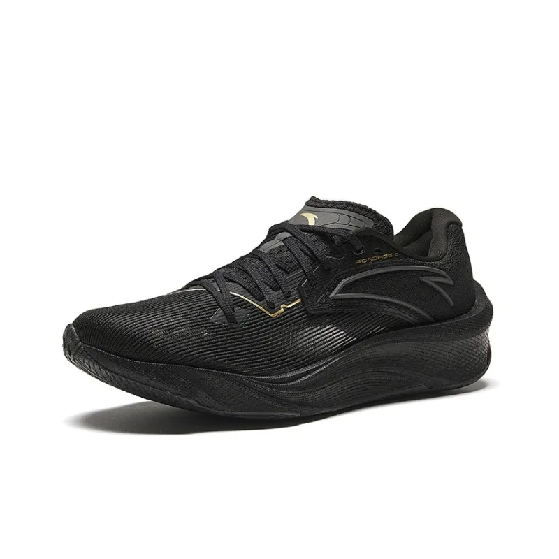 Anta Asphalt Road Fighter 2.0 Cushioning Wear Resistant Rebound Low Top Sprint Running Shoes Men's Black Gold-1
