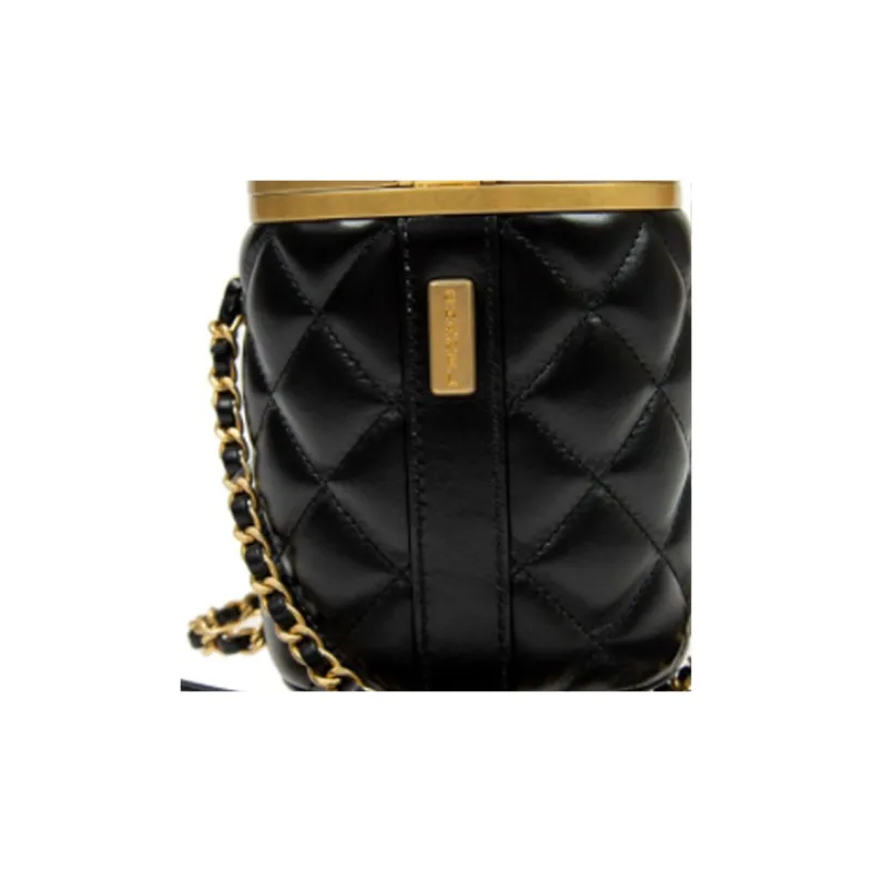 CHANEL Sheepskin Bucket Bag Crossbody Bag Women's Black-5