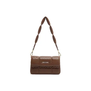 MICOCAH PU Shoulder Bag Crossbody Bag Small Square Bag Regular Women's Chocolate Brown/Figaro Black