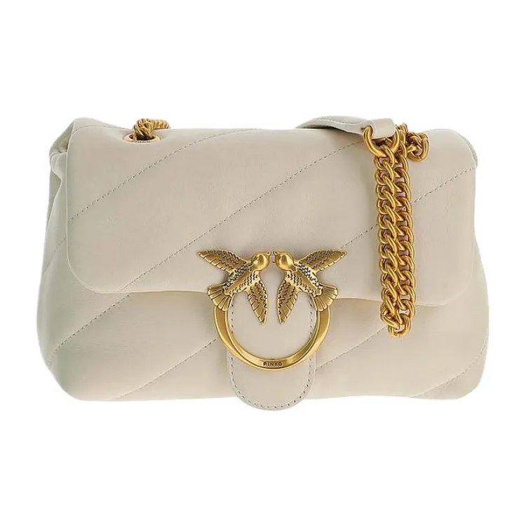 PINKO Puff Sheepskin Pillow Bag, Crossbody Bag, Shoulder Bag Women's White-1