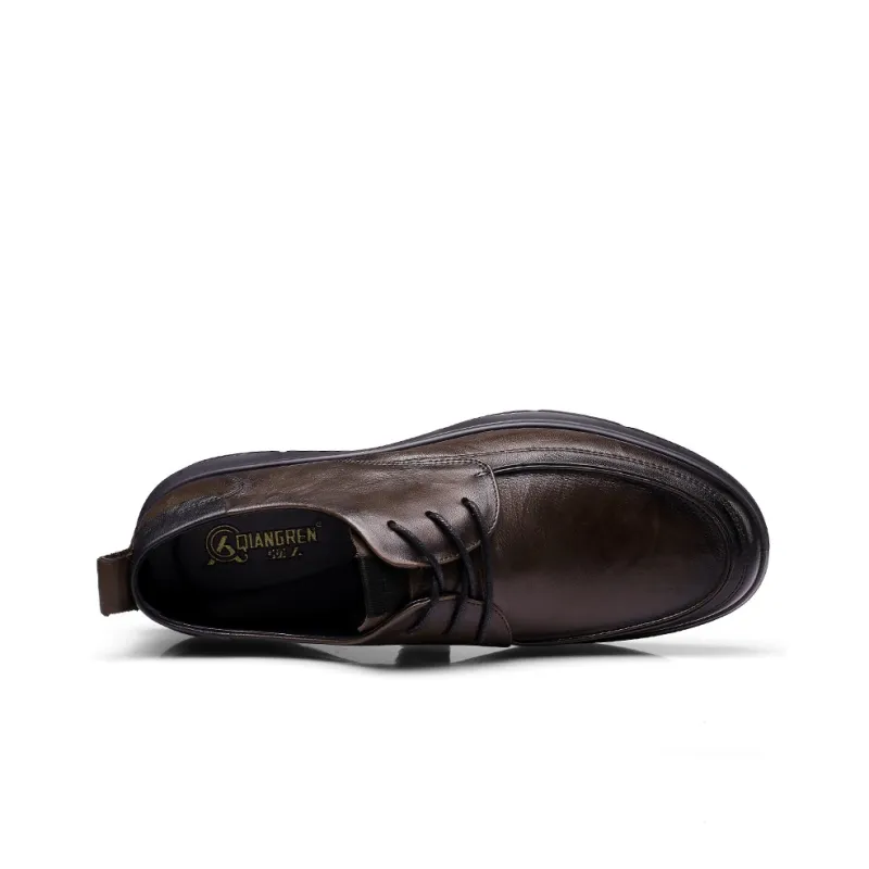 Strongman 3515 Men's Casual Leather Shoes Comfortable Platform Commute Youth Round Tip-7