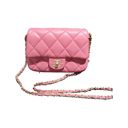 CHANEL Sheepskin Shoulder Bag, Crossbody Bag Mini Women's Pink