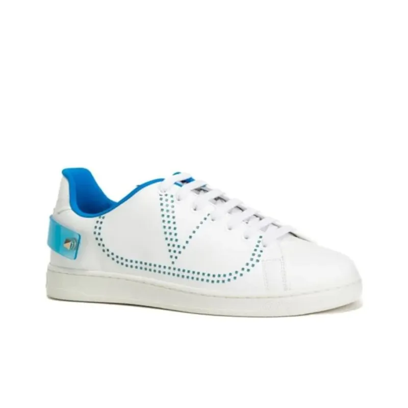 Valentino Backnet Vlogo Low-Top Casual Shoes Men's White Blue-1