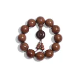 Golden Sandalwood Beaded Bracelet[Single Carving Chinese Auspicious Animal]