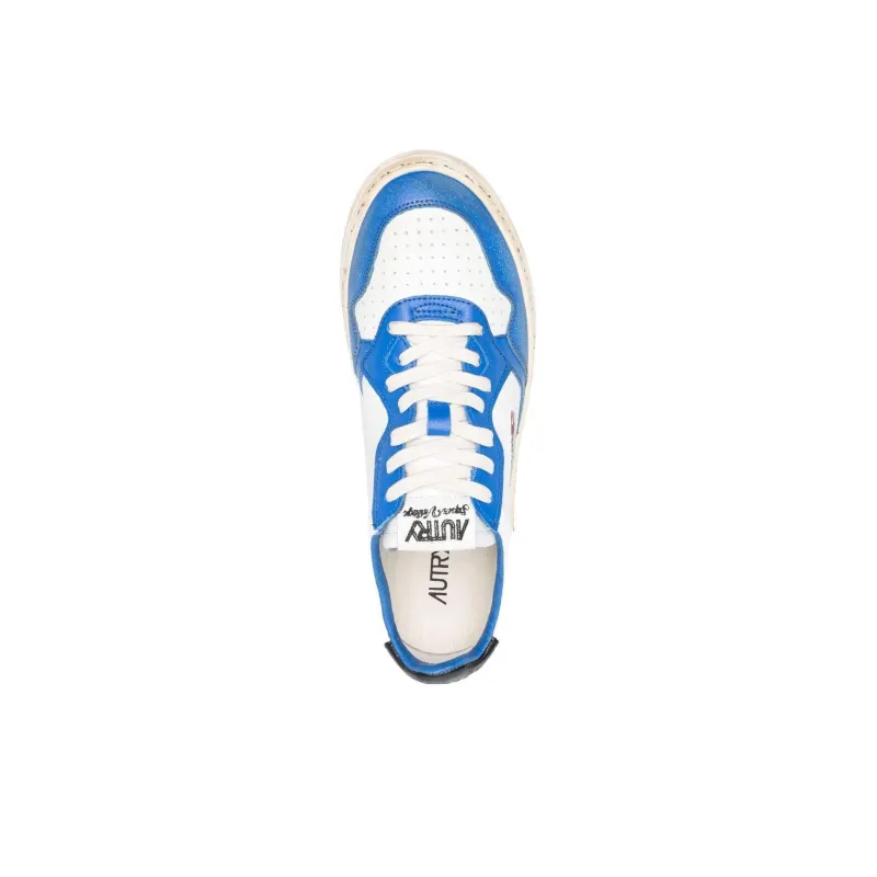 AUTRY Medalist Super Vintage Leather Low White Blue Black Women's-4