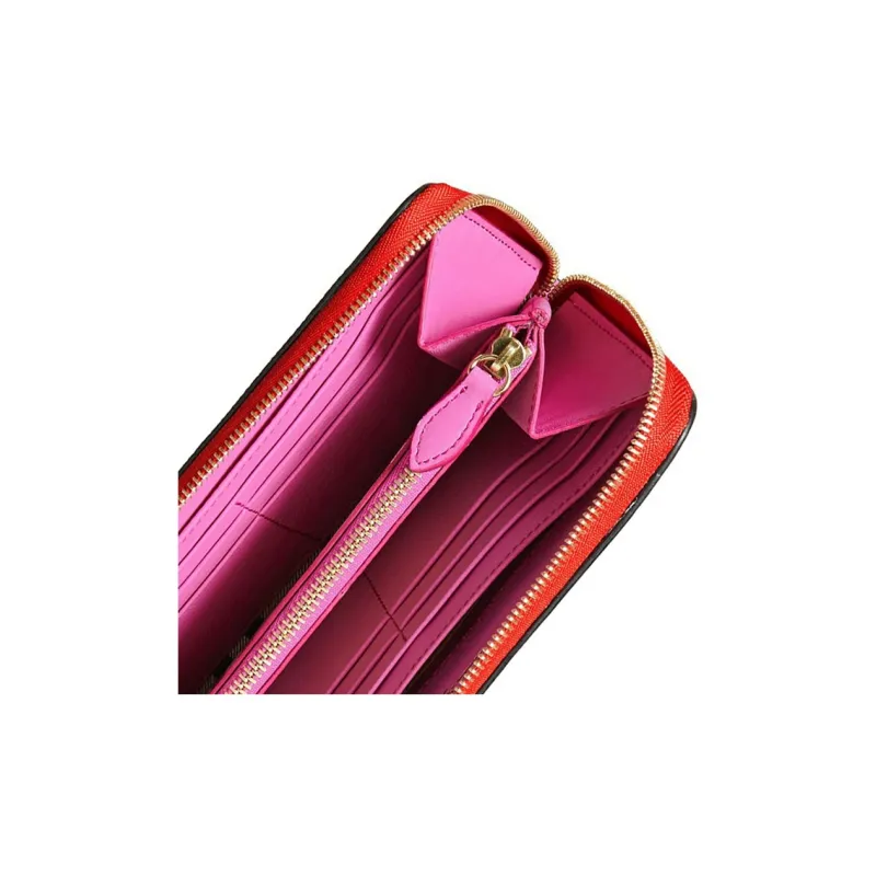 Burberry Cow Leather Card Holder Wallet Women's Orange Red-4