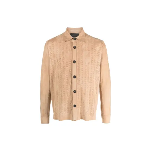 Tagliatore Spread-collar Leather Shirt