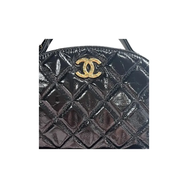 CHANEL Lambskin Bowling Bag, Handbag, Shoulder Bag, Crossbody Bag Trumpets Women's Black-2
