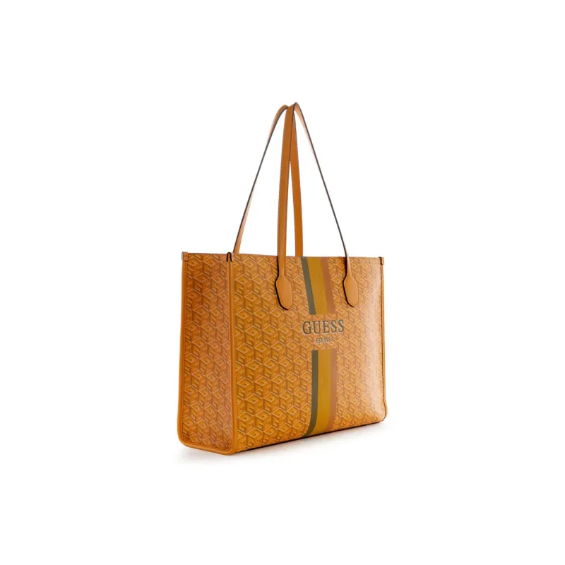 GUESS Leather Tote Bag Shopping Bag Handbag Medium Size Women's Orange-1