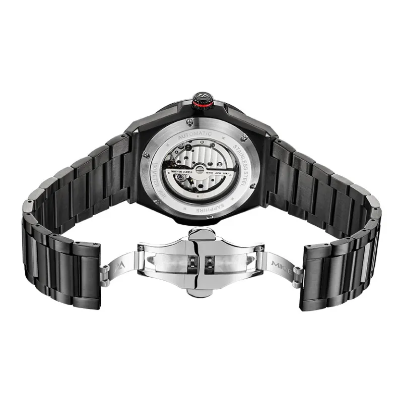MIGE Mechanical Movement Stainless Steel Watchband Watch Men's Watches Black Dial-1