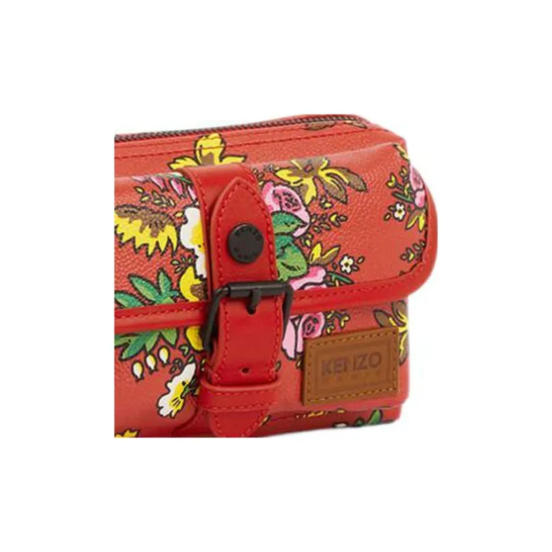 KENZO Polyurethane Bonded Leather Messenger Bag Crossbody Bag Shoulder Bag Small Size Men's Chinese Red-3