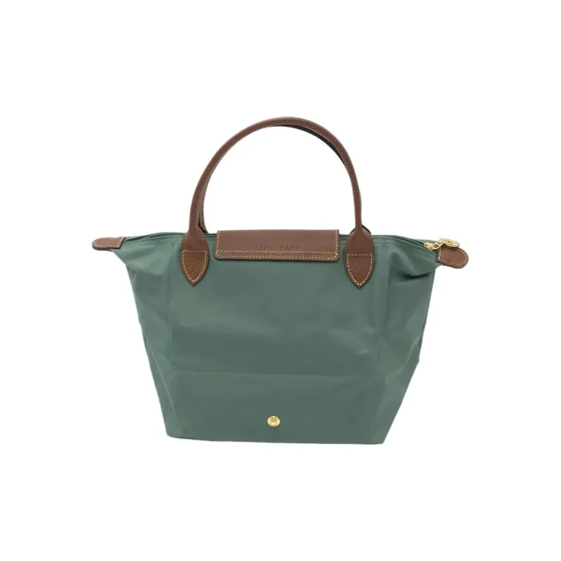 LONGCHAMP Le Pliage Cow Leather Trim Handbag Mini Women's Green-3
