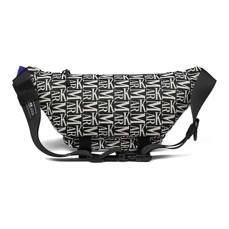FAIRWHALE Fabric Casual Sports Crossbody Bag Sling Bag Fanny Pack With Large Capacity Medium Size Unisex Black-1