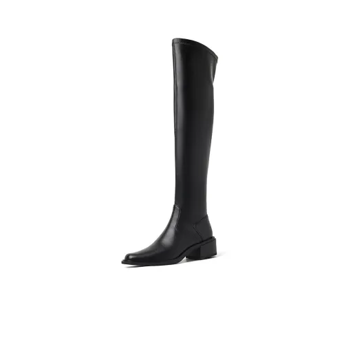 Zi Xiao Over-The-Knee Boots Women's Black/White/Apricot