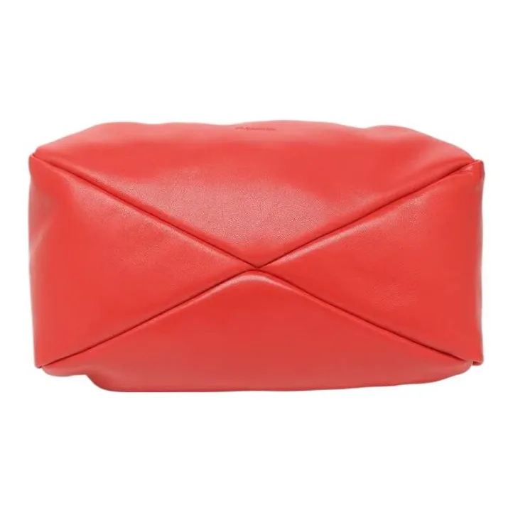 JIL SANDER Leather One Shoulder Crossbody Clutch Women's Candy Red-4