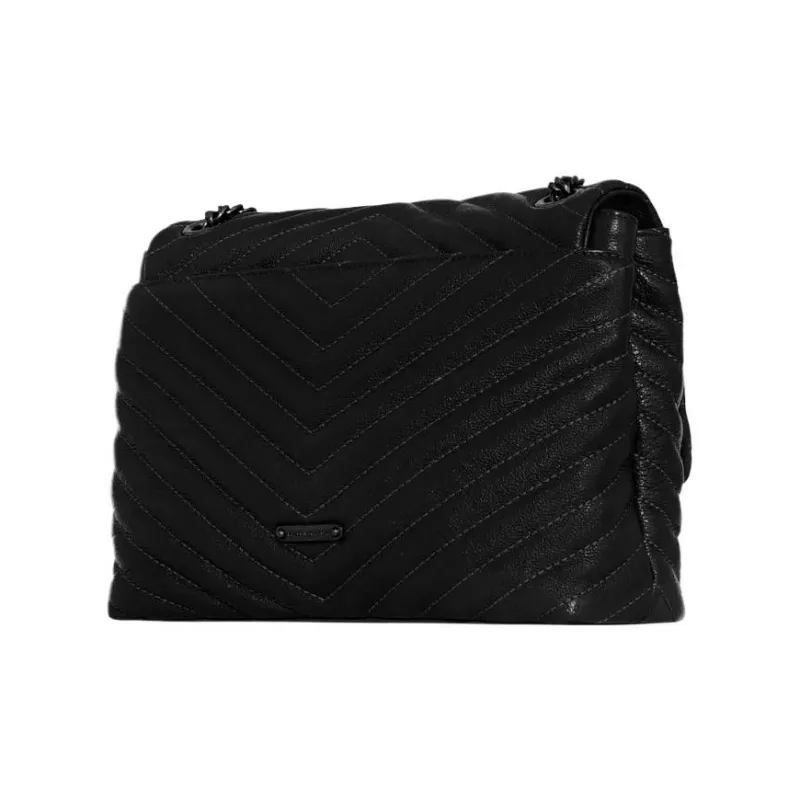 REBECCA MINKOFF Edie Leather Shoulder Bag Women's Black-1