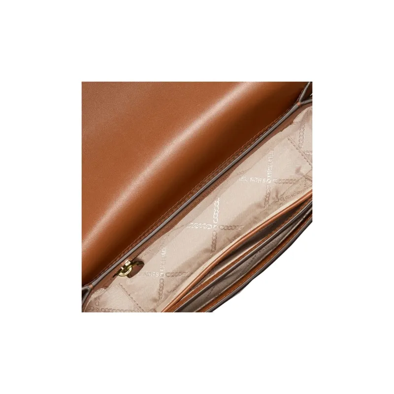 MICHAEL KORS Mila Cow Leather Messenger Saddle Bag, Crossbody Bag, Shoulder Bag Medium Size Women's Brown-4