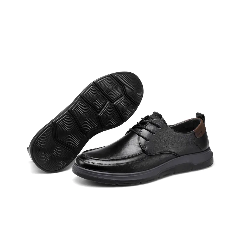 Strongman 3515 Men's Casual Leather Shoes Comfortable Platform Commute Youth Round Tip-4