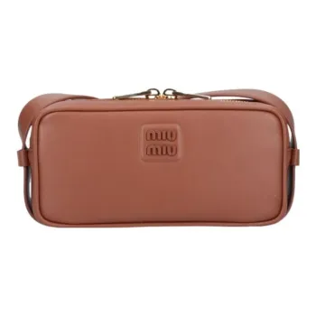 MIU MIU Leather Shoulder Bag Women's Brown